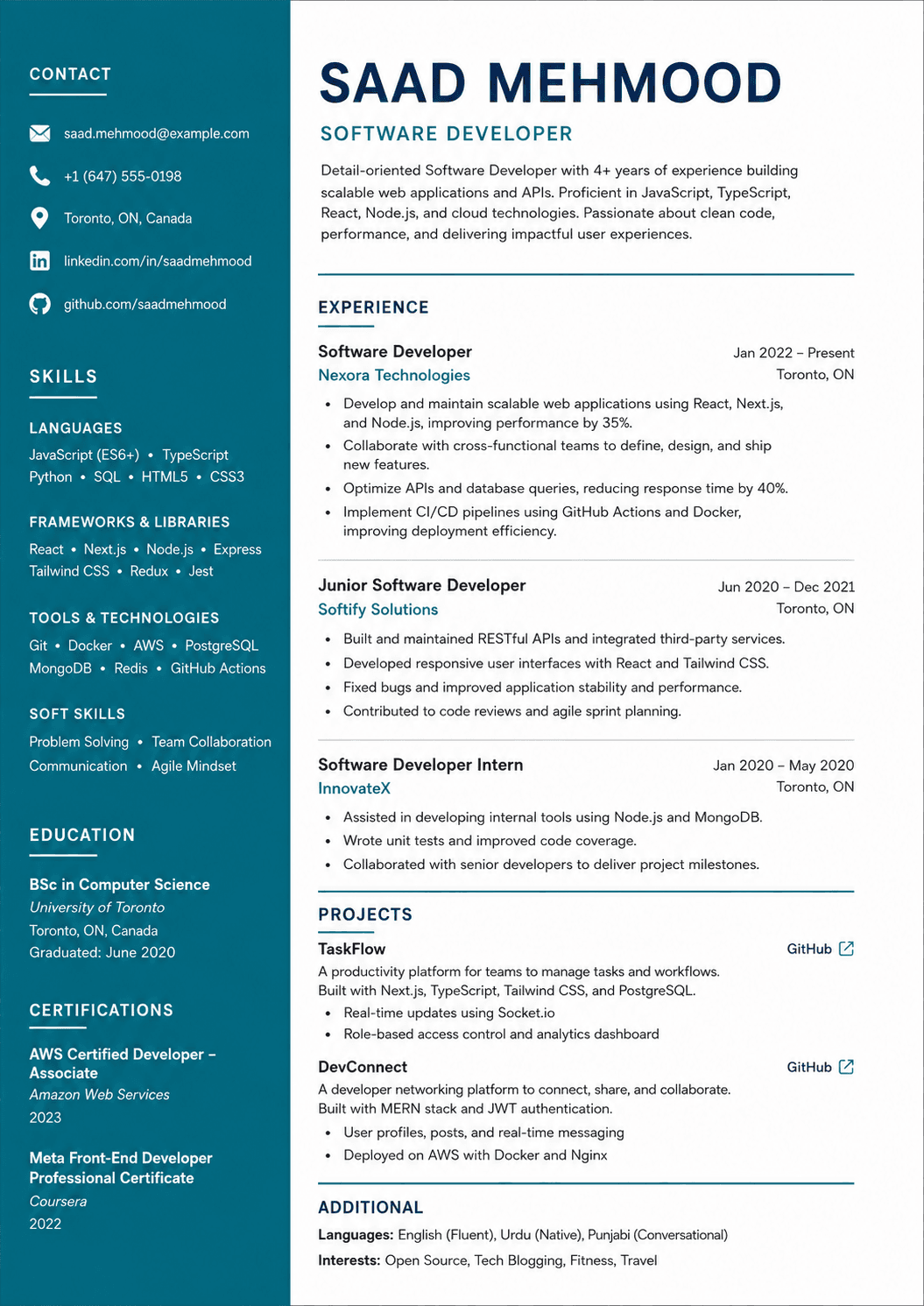 Modern resume template preview